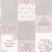 Intrade Tapet Adventure Pink/Grey