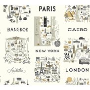 Rifle paper co Tapet City Maps Gray/Gold